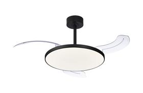 M9056  Slim Fan Mini 40cm 45W LED Dimmable Ceiling Light With Built-In 25W DC Fan, 2700-5000K Remote Control, 5000lm, Black